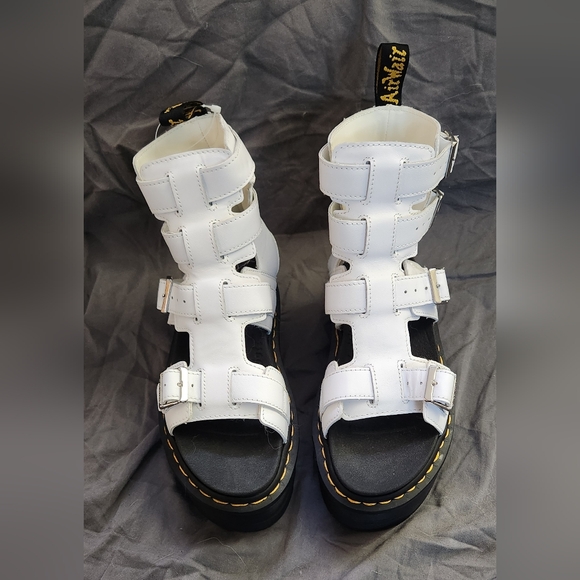 White Dr. Marten Leather Platform Giavanna Gladiator Sandals - Picture 3 of 6